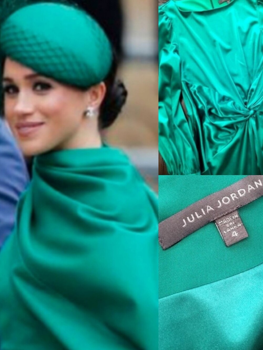 ❗Meghan Markle Style Satin Green Dress 4❗